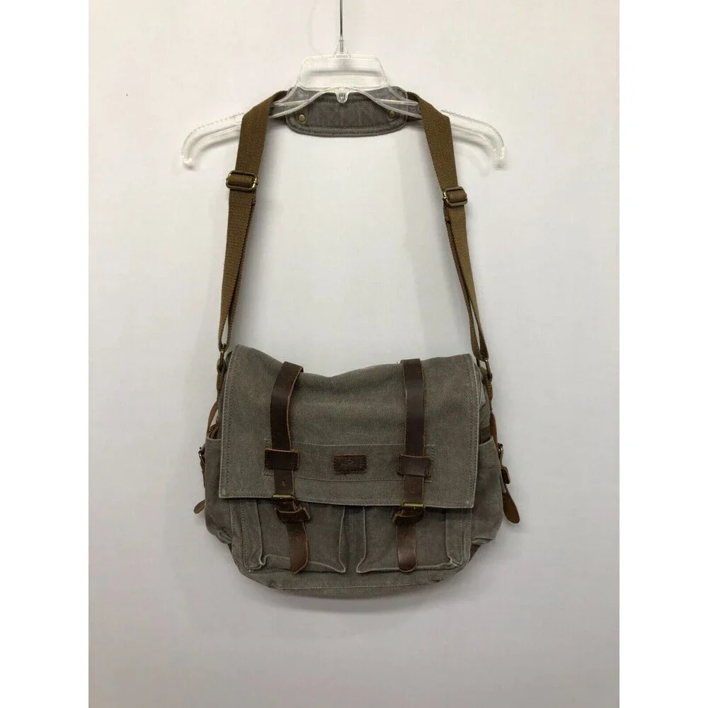 S-ZONE Camera Messenger Bag Leather Canvas DSLR Shoulder Crossbody Bag B294 -26